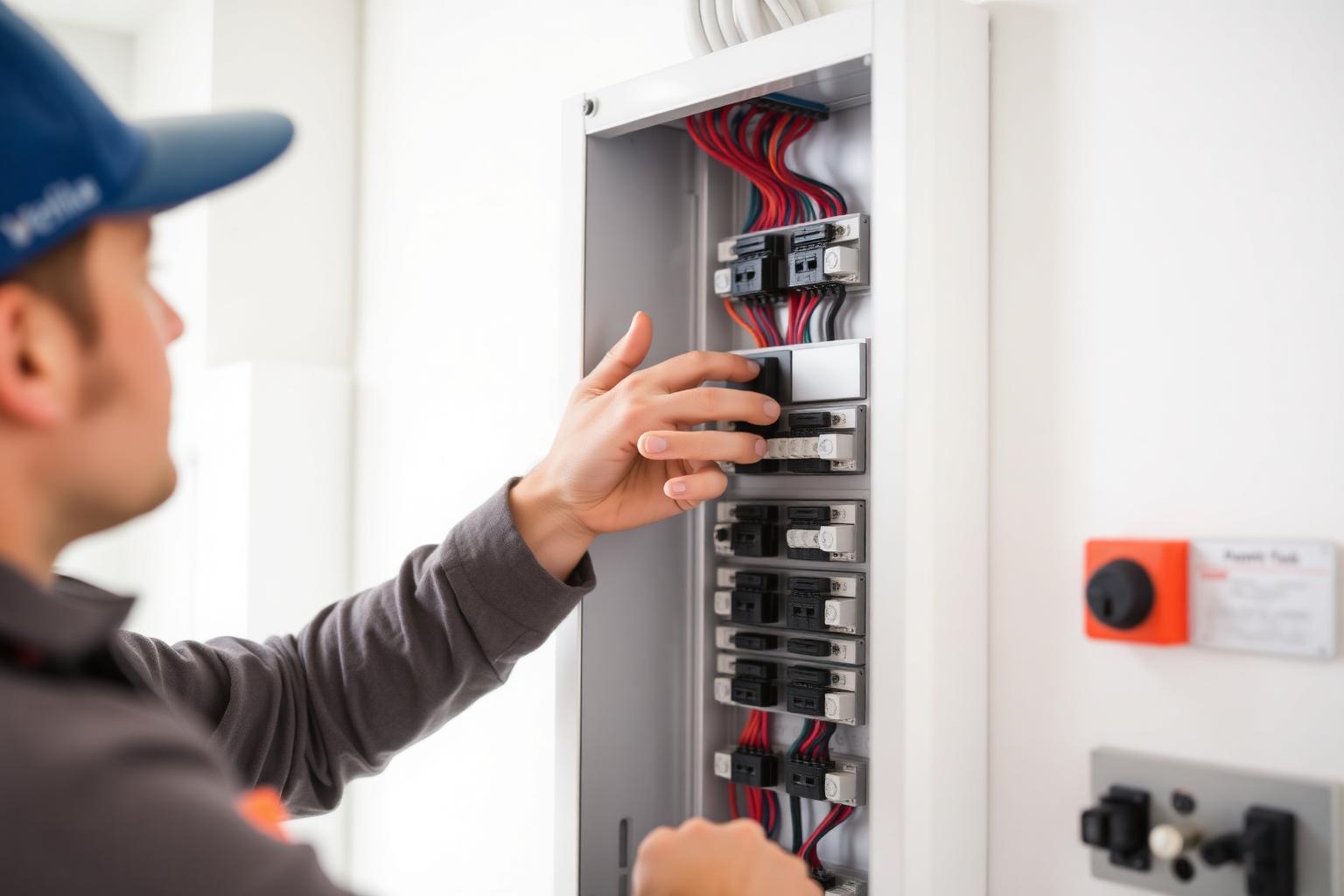 Electrician working on a panel in Aruba
